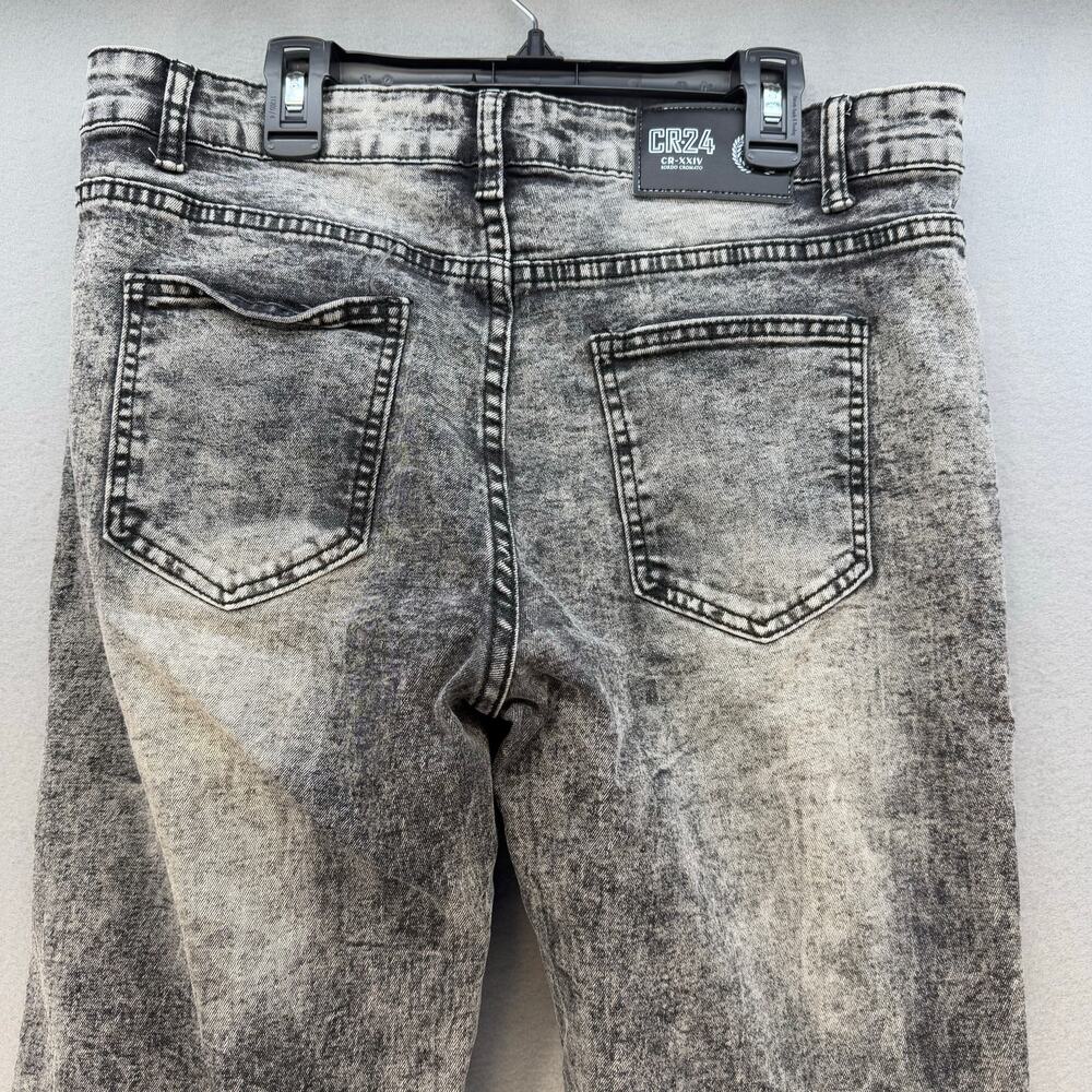 CR24 Jeans Women's 34 (18) Black Chrome Edge Acid Wash Distressed Tapered Leg - Picture 3 of 14